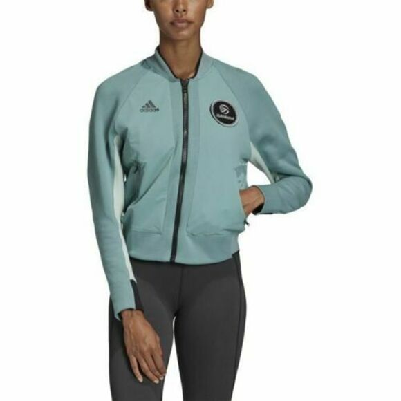 Adidas FK1035 Women's Sz Large USA Volleyball Green Varsity Bomber Jacket $100+ - Picture 7 of 11